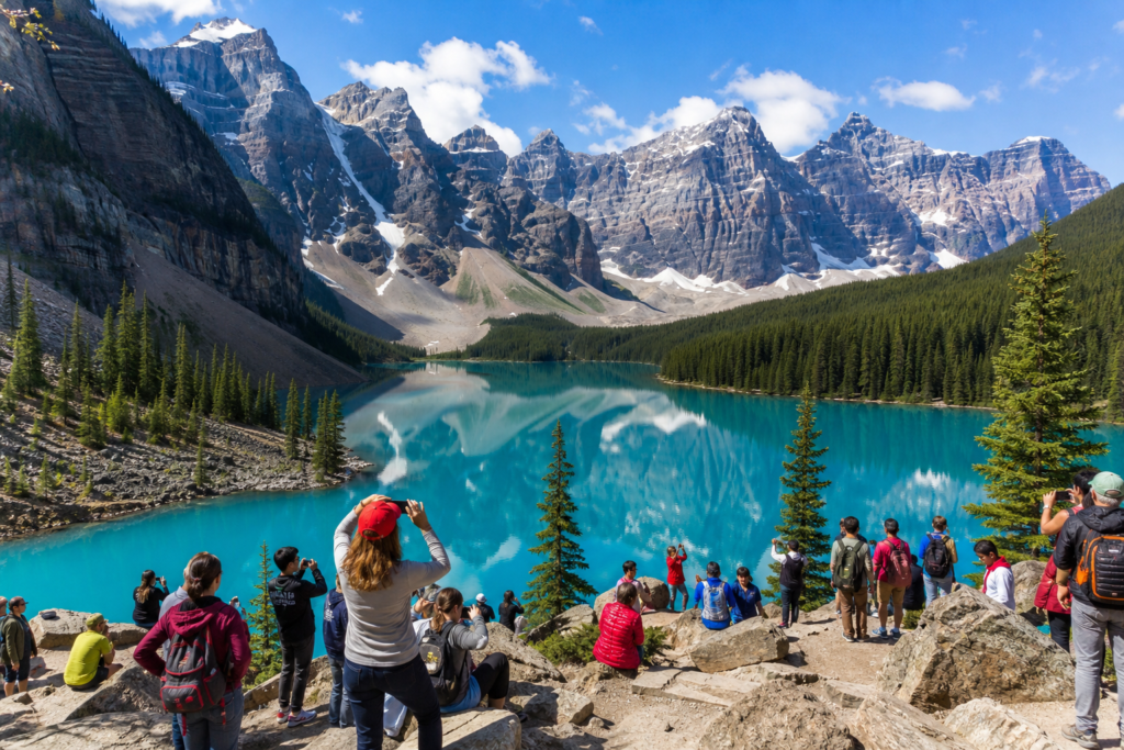 Banff Moraine Lake peak summer in July