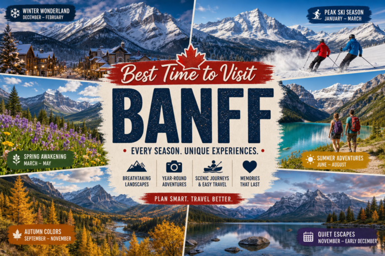 Best time to visit Banff month-by-month travel guide collage