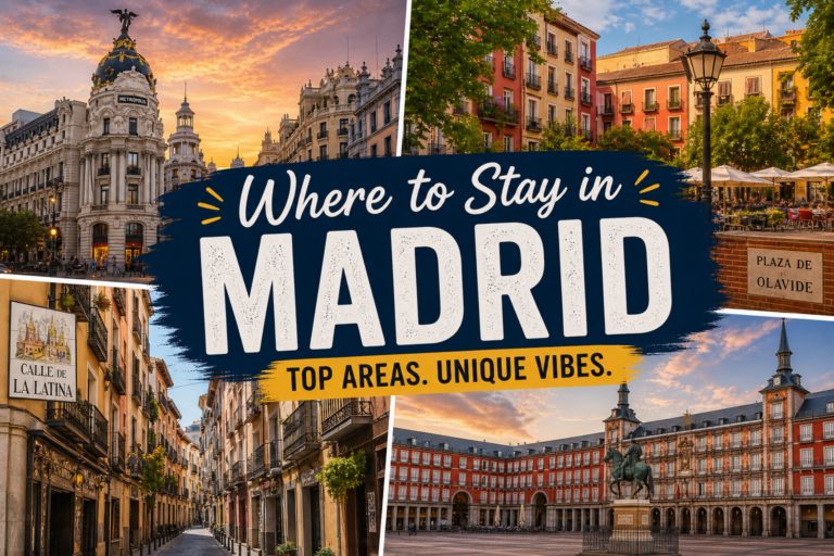 Where to stay in Madrid neighborhoods collage