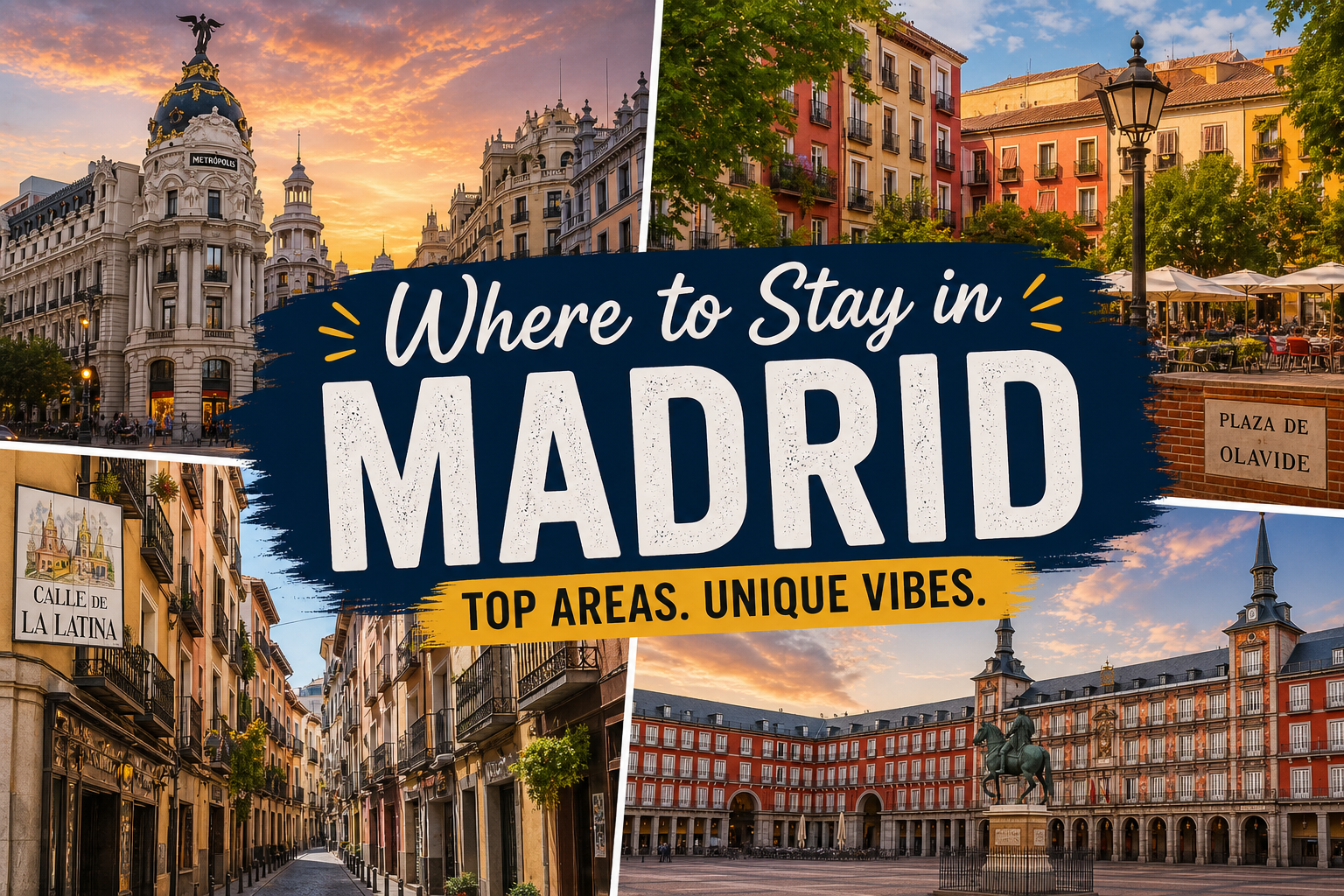 The Ultimate Guide to Where to Stay in Madrid in 2026 1 Where to stay in Madrid neighborhoods collage