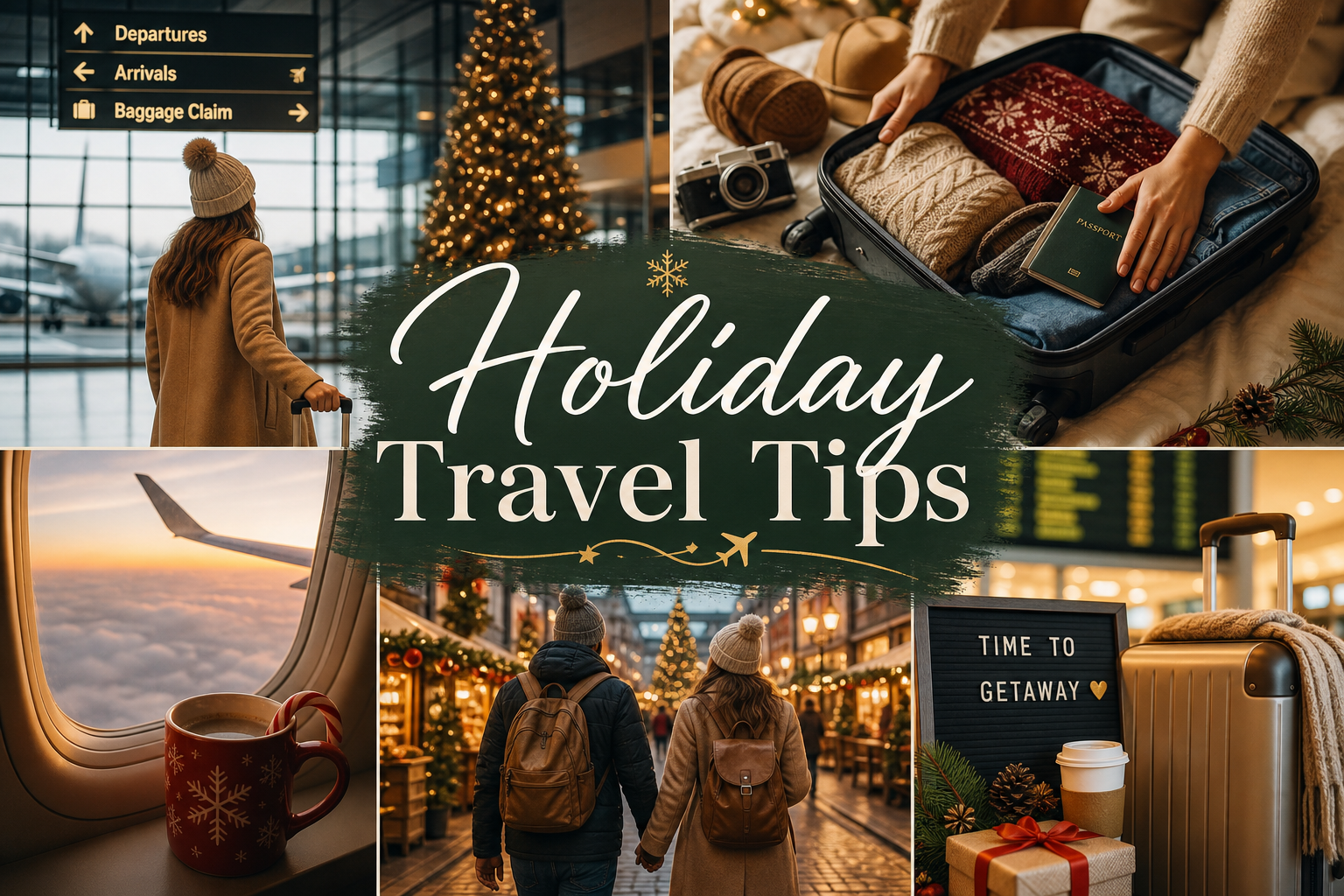 Essential Holiday Travel Tips for 2026: Your Stress-Free Guide to the Festive Season 1 Essential holiday travel tips featured collage