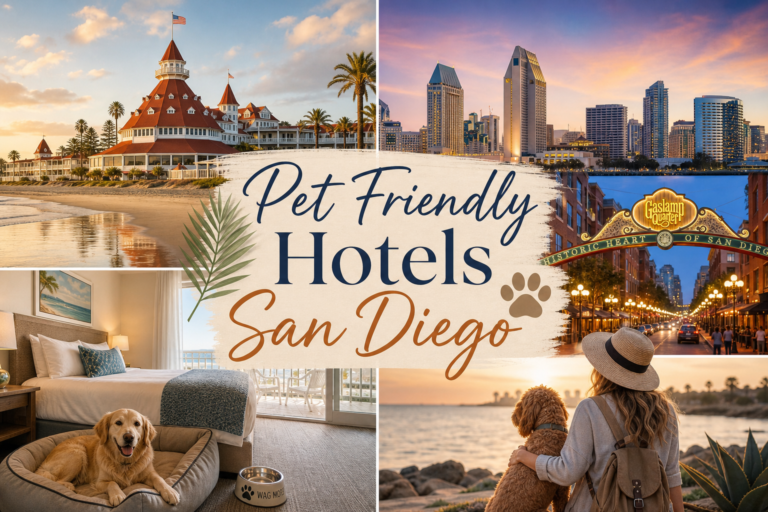 The Best Pet Friendly Hotels in San Diego (2026) 3 Pet friendly hotels San Diego collage