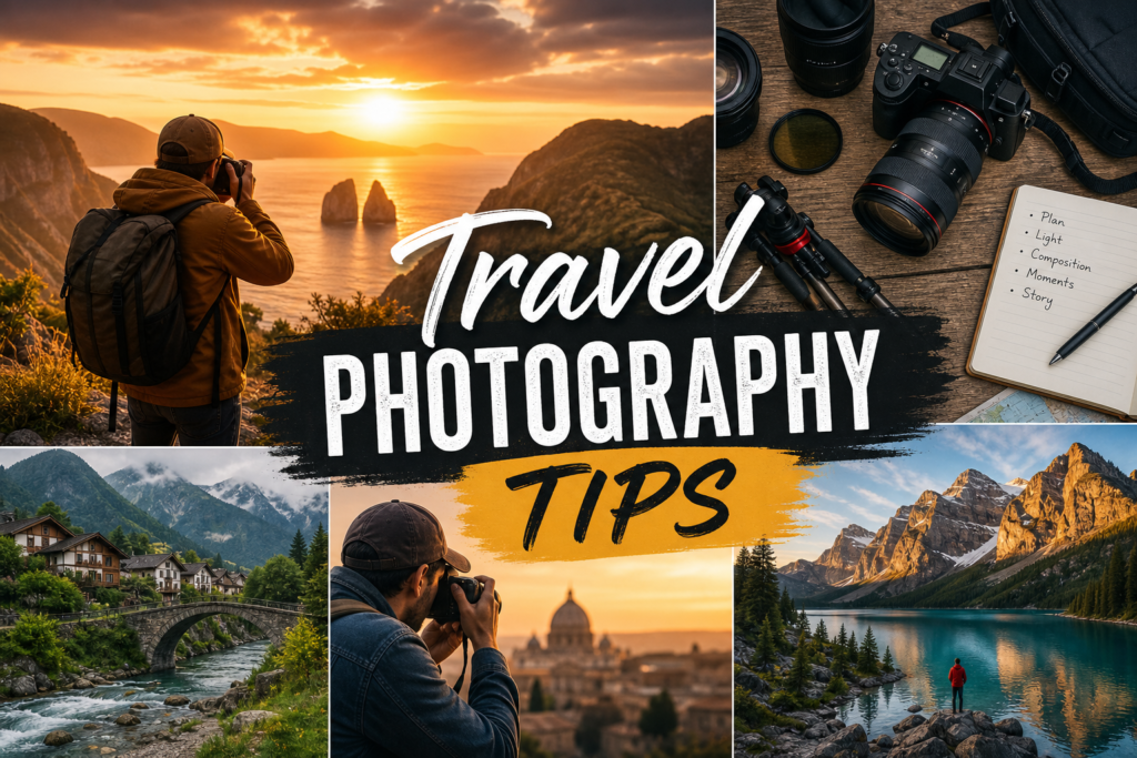 Travel photography tips collage
