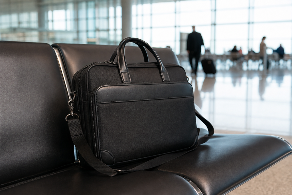 Professional laptop bag at airport