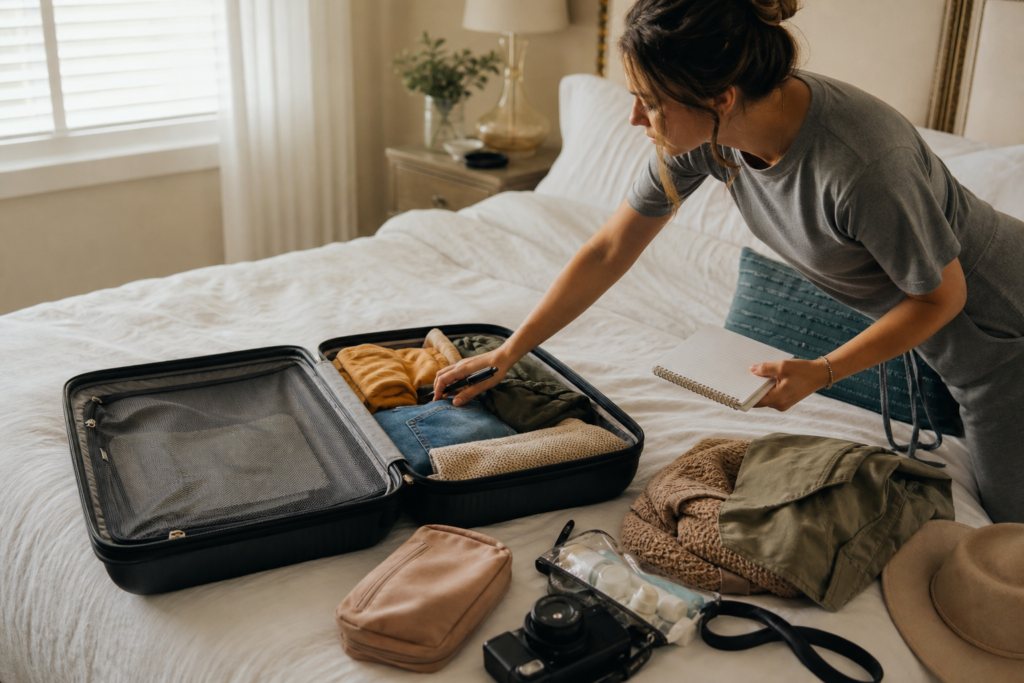 Pre-trip packing checklist routine
