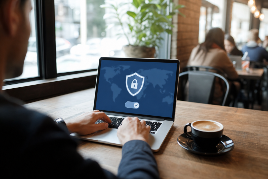 Secure laptop VPN cafe wifi