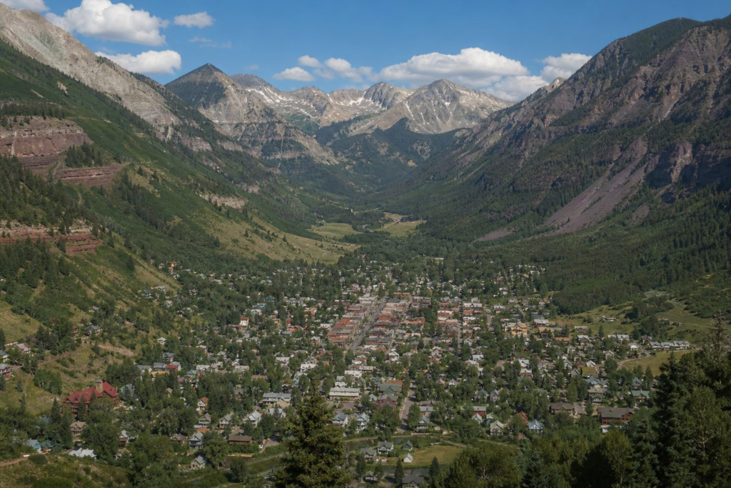 Telluride mountain town valley