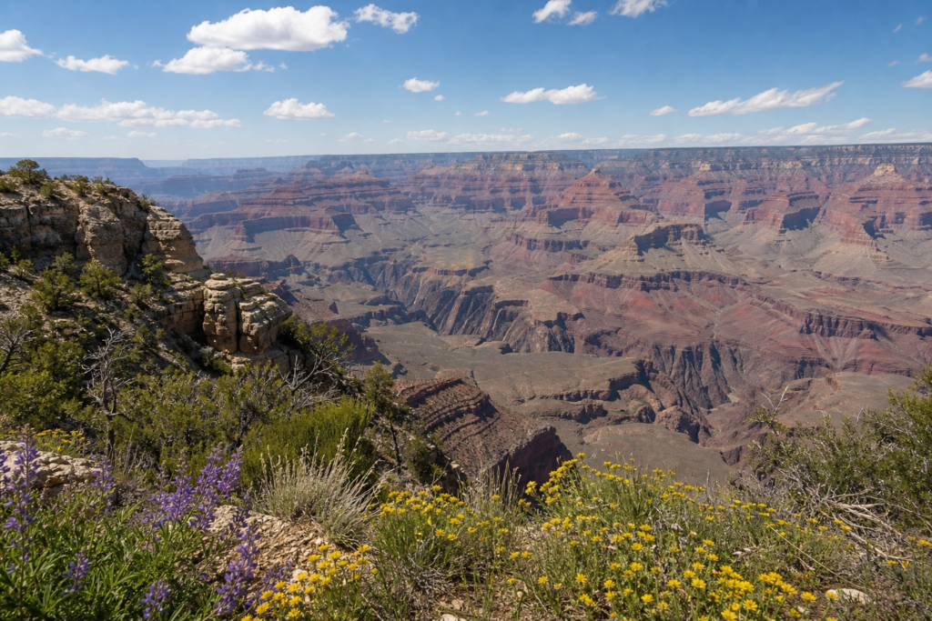 Grand Canyon April mild weather wildflowers