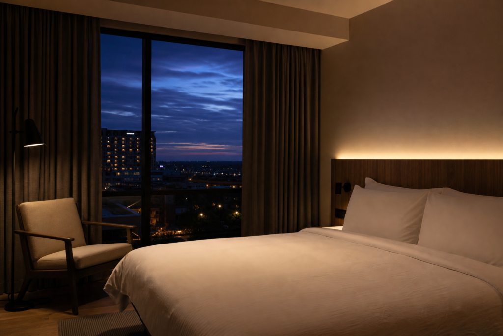 Restful sleep in hotel while traveling