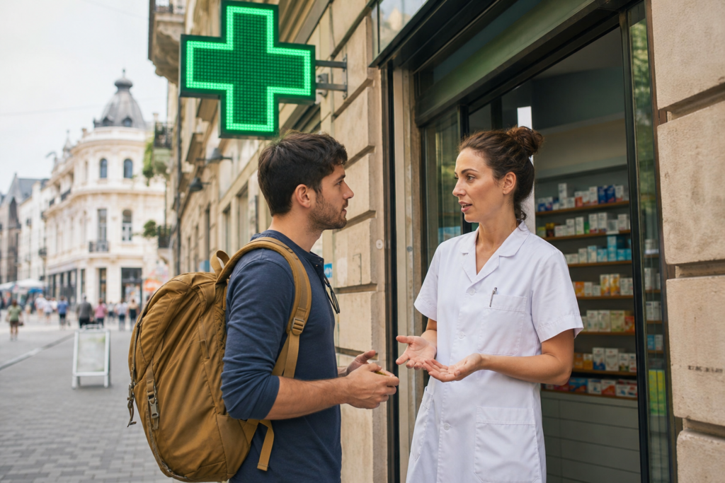 Traveler seeking medical help when needed