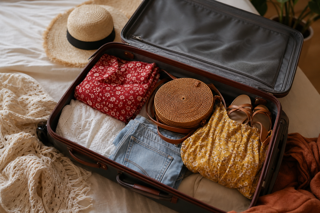 Essential Holiday Travel Tips for 2026: Your Stress-Free Guide to the Festive Season 3 Light packing suitcase festive travel