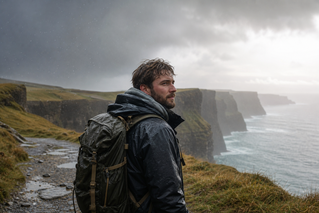 Traveler packing for Irish weather