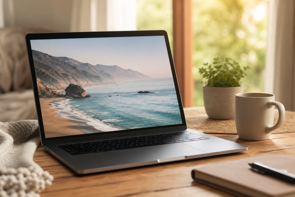 Light photo editing laptop soft colors