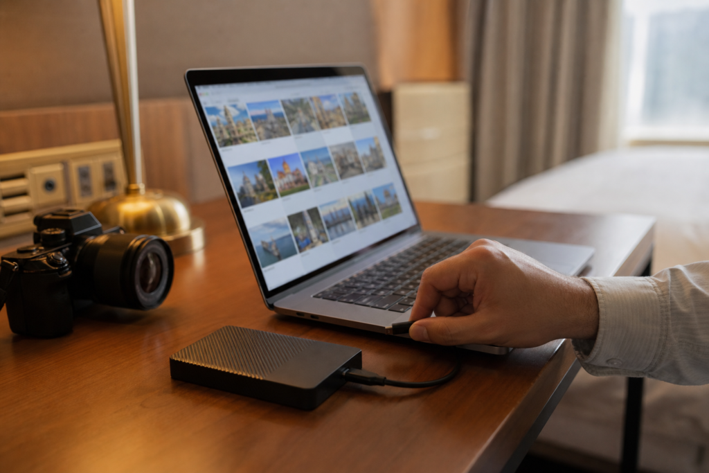 Backing up travel photos external drive
