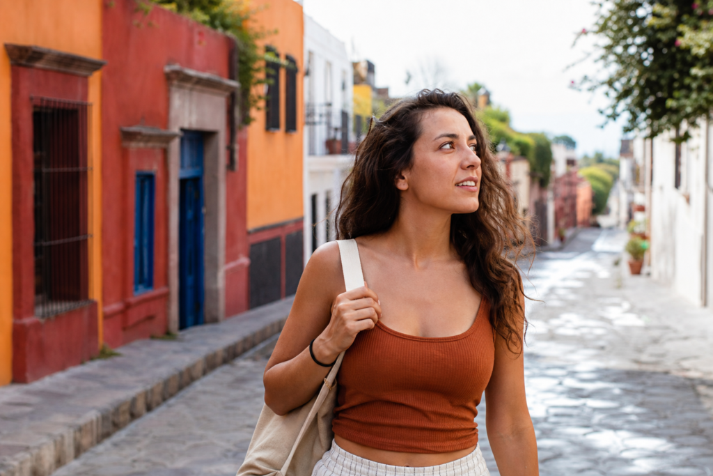 The Best Travel Tips Websites for 2026: Your Ultimate Guide 15 Female traveler colorful street abroad