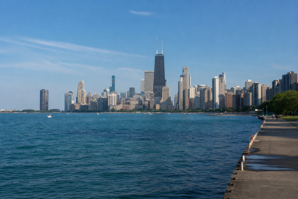 Chicago skyline Lake Michigan