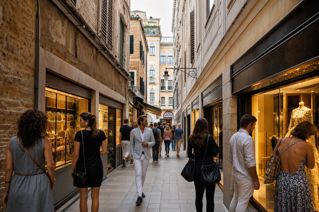 The Ultimate Guide to Where to Stay in Venice in 2026 16 Calle dei Fabbri shopping street near San Marco Venice